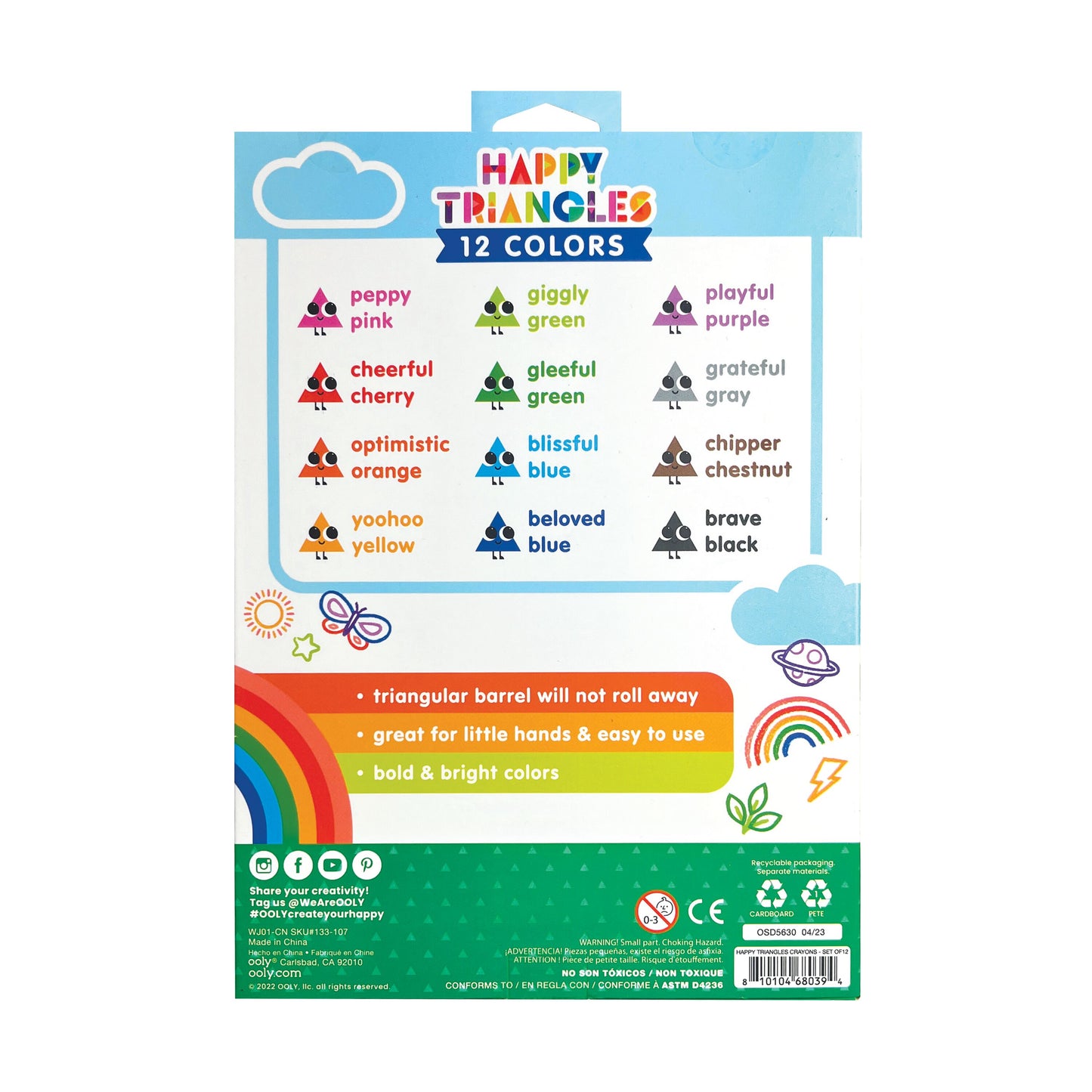 OOLY - Happy Triangles Jumbo Crayons | Set van 12