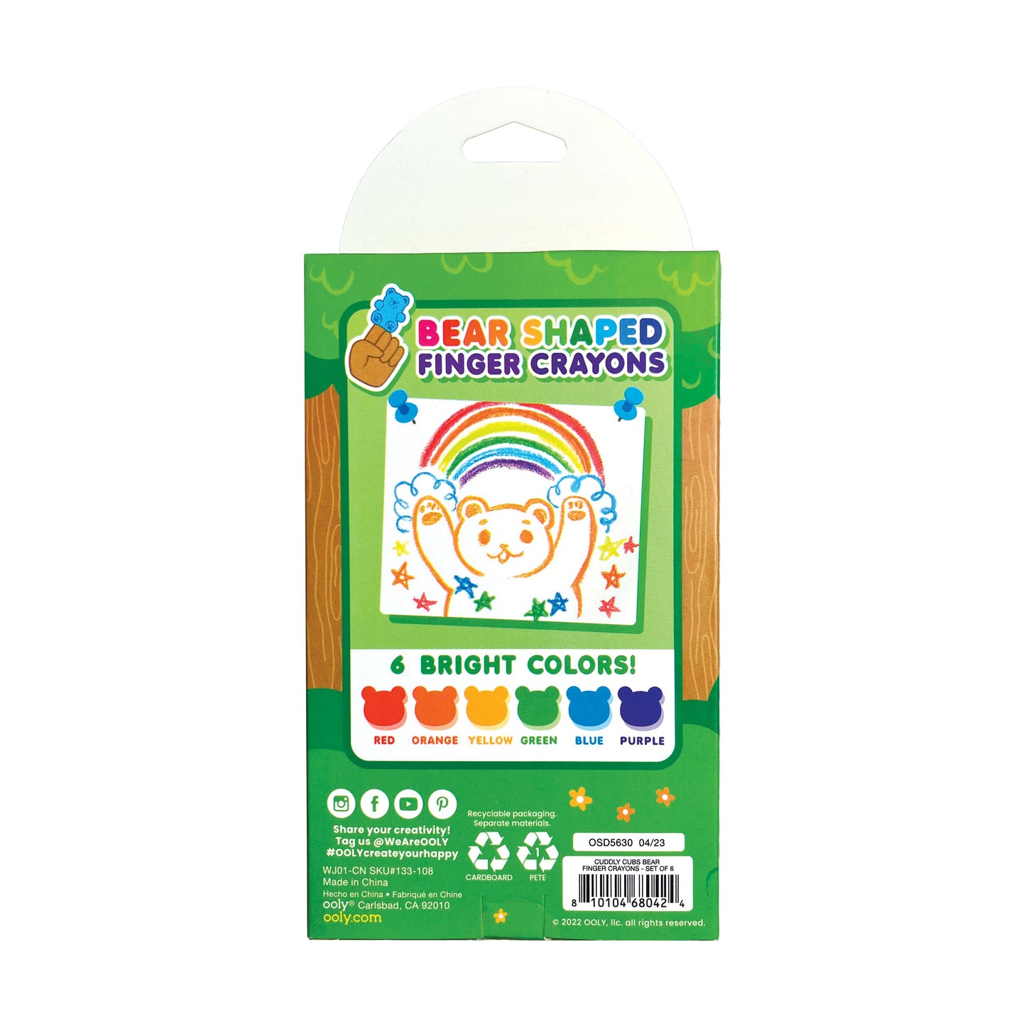 OOLY - Cuddly Cubs Bear Finger Crayons | Set van 6
