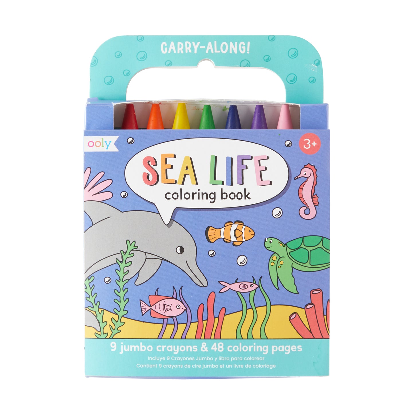 OOLY - Carry Along Kleurboek Set Sea Life | Kleurboek met 9 Waskrijtjes