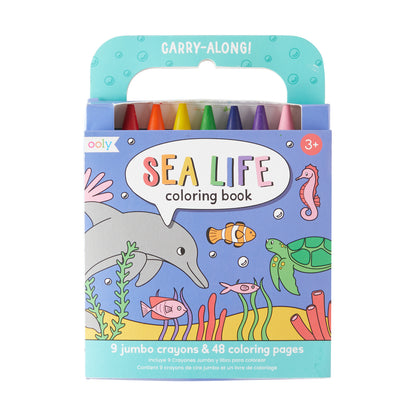 OOLY - Carry Along Kleurboek Set Sea Life | Kleurboek met 9 Waskrijtjes