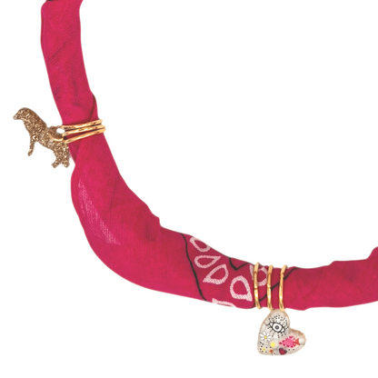 Feestbeest - Bandana Ketting Felroze met bedel
