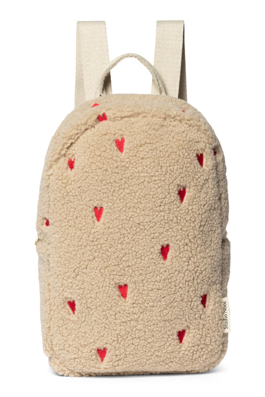 Studio Noos – Ecru Teddy Hearts Mini Backpack