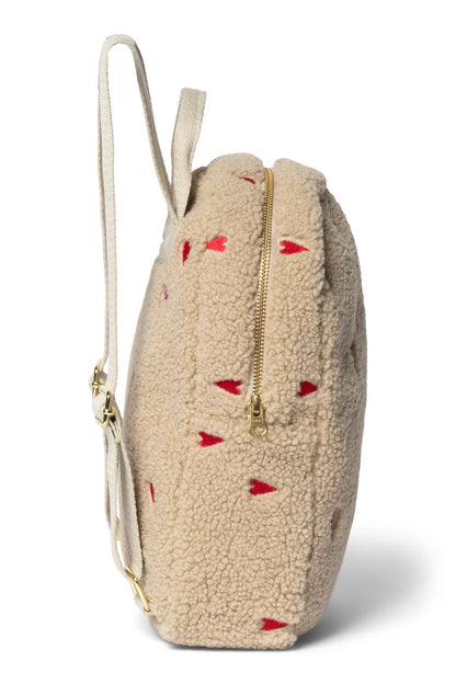Studio Noos – Ecru Teddy Hearts Mini Backpack