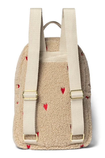 Studio Noos – Ecru Teddy Hearts Mini Backpack