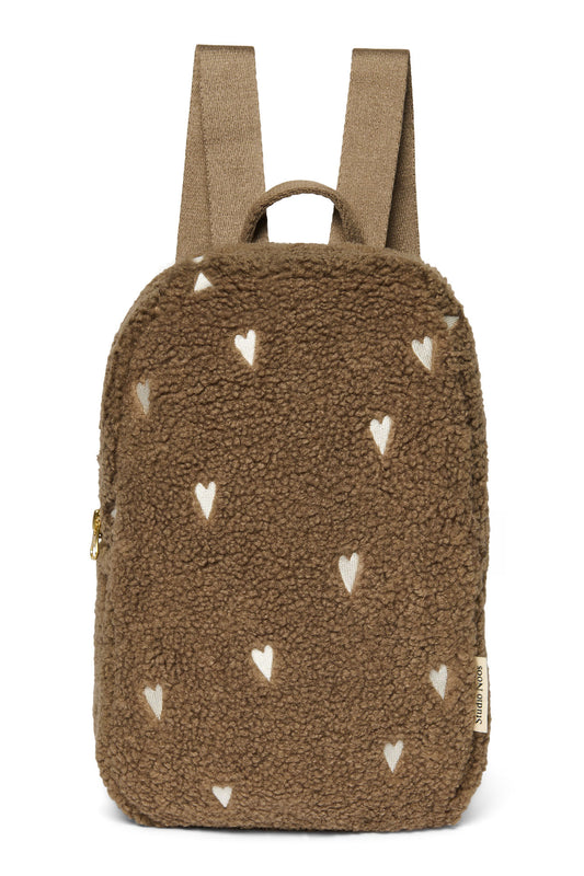 Studio Noos – Brown Teddy Hearts Mini Backpack
