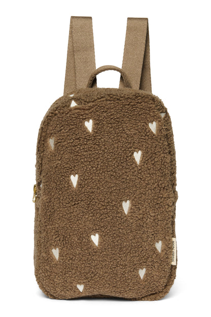 Studio Noos – Brown Teddy Hearts Mini Backpack