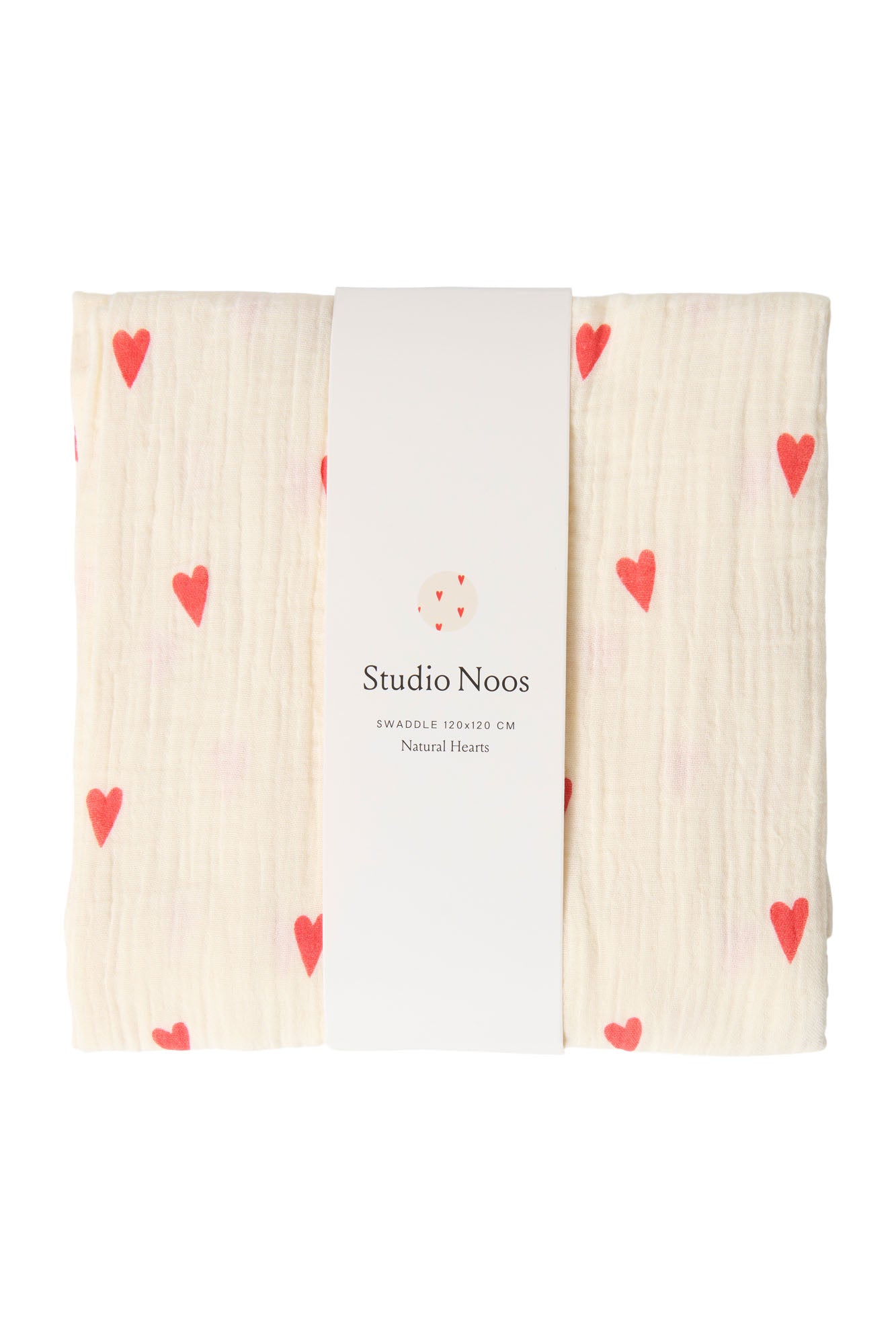 Studio Noos – Beige Hearts Swaddle 120x120 cm Large