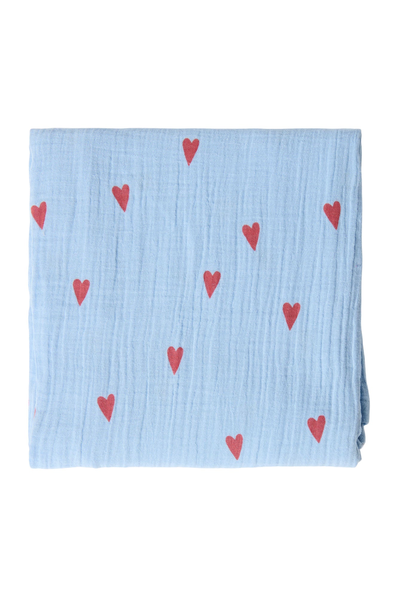 Studio Noos – Light Blue Hearts Swaddle 120x120 cm Large