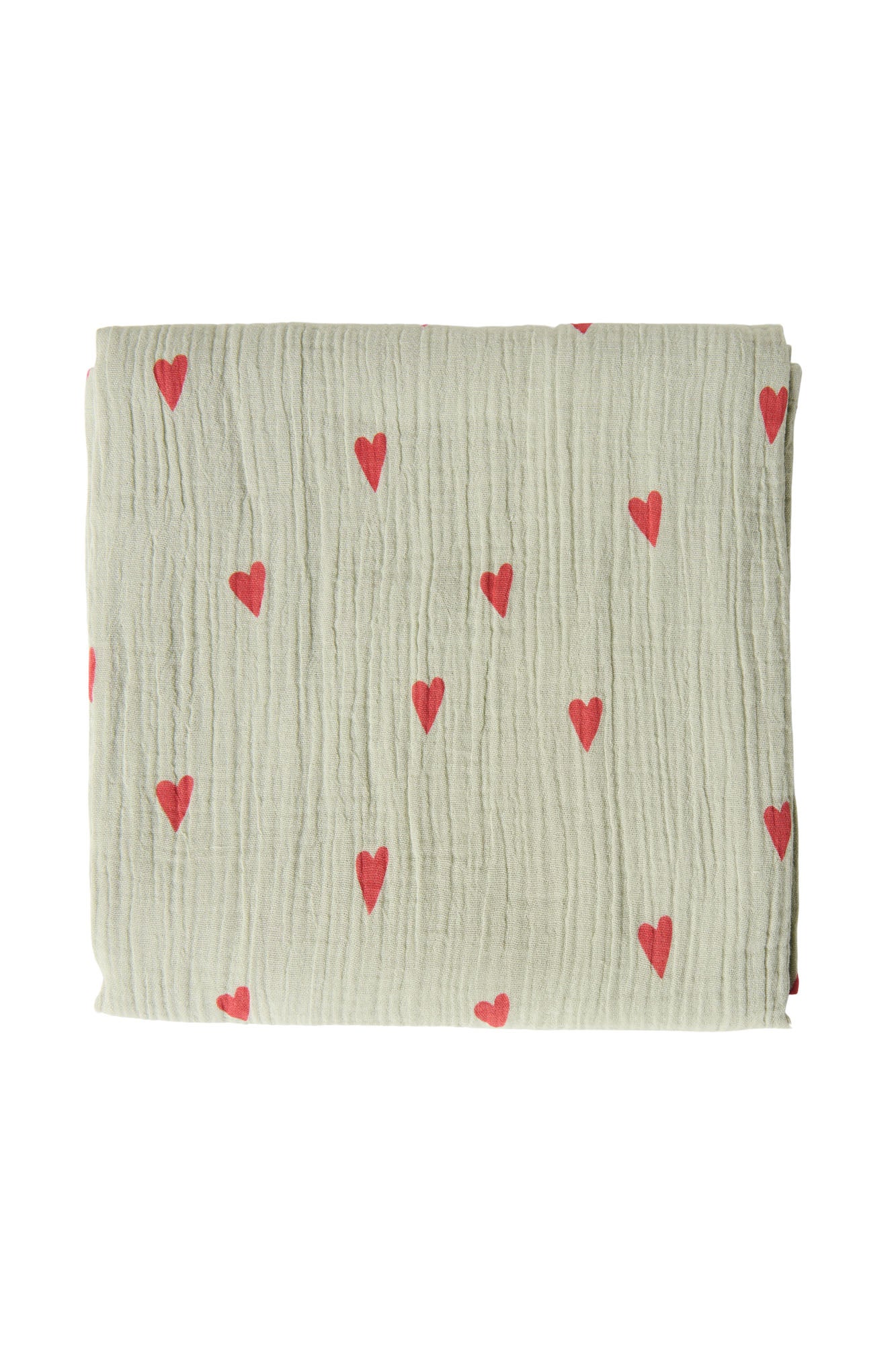 Studio Noos – Sage Green Hearts Swaddle 120x120 cm Large