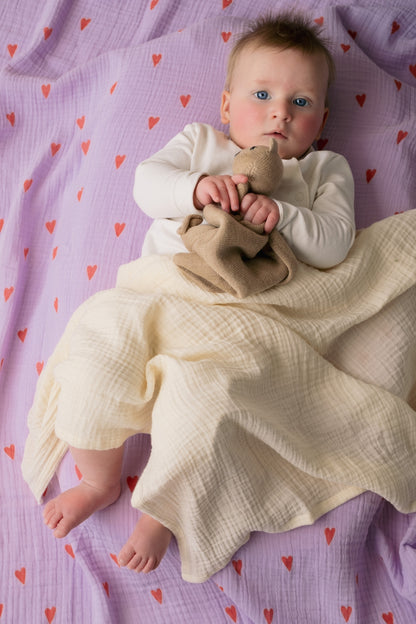 Studio Noos – Lilac Hearts Swaddle 120x120 cm Large