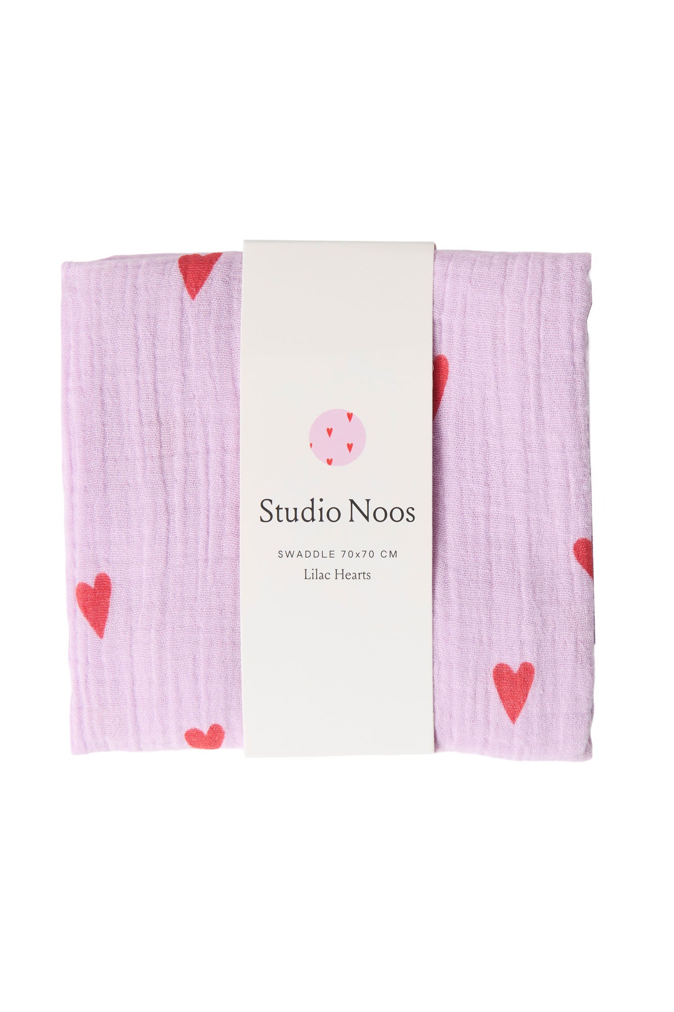 Studio Noos – Lilac Hearts Swaddle 70×70 cm