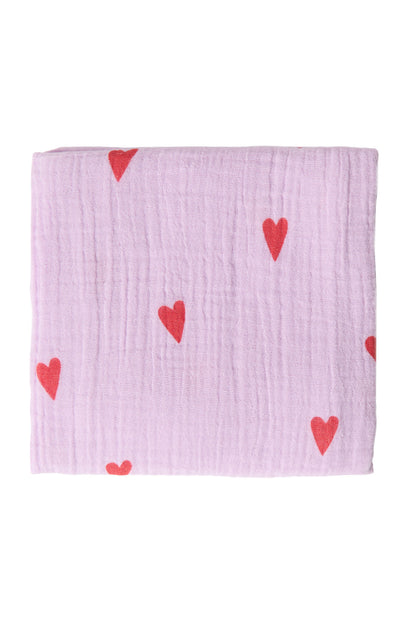 Studio Noos – Lilac Hearts Swaddle 70×70 cm
