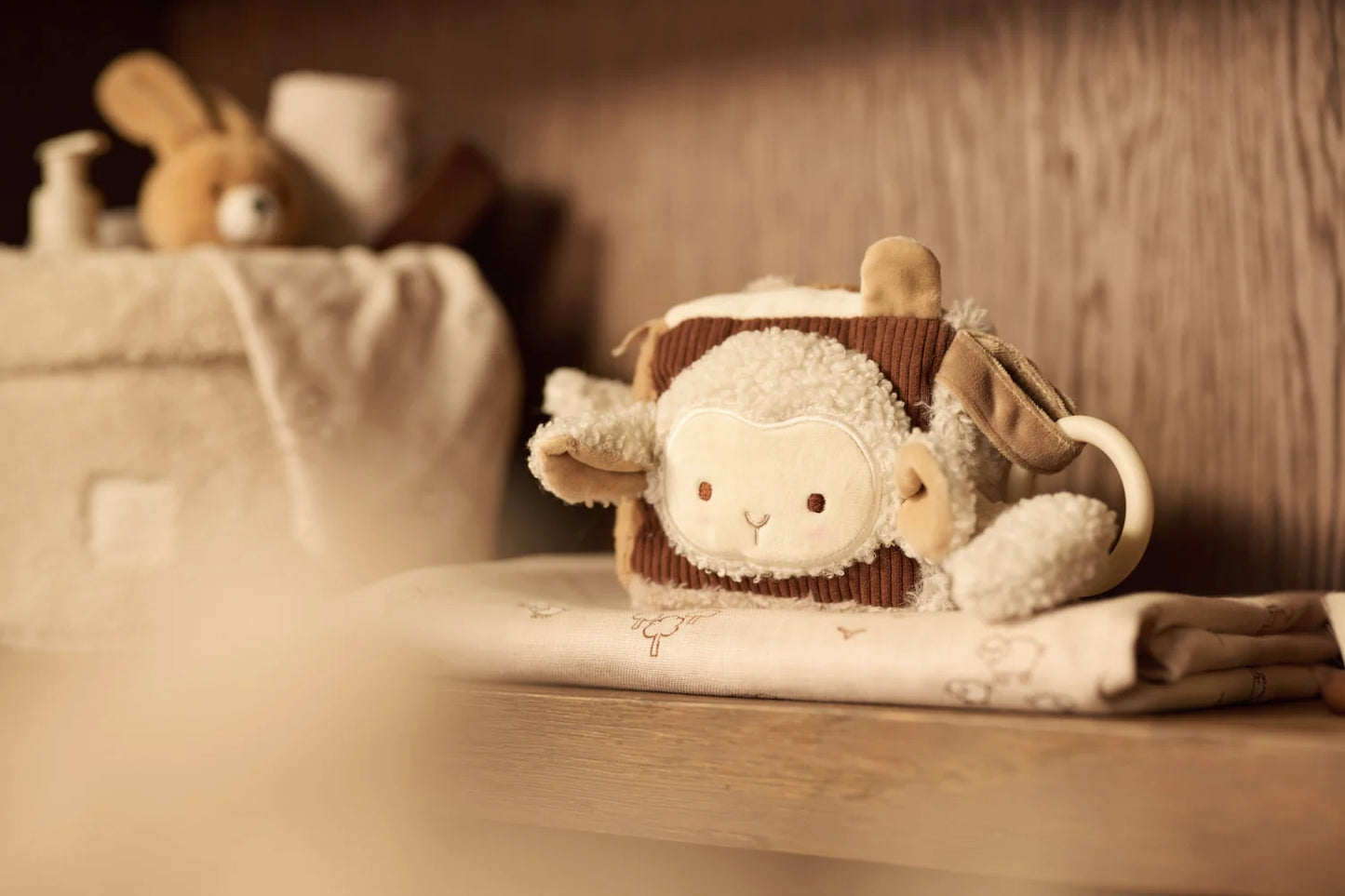 Jollein - Activity Cube – Woolly | Zachte Activiteitenkubus voor Baby’s