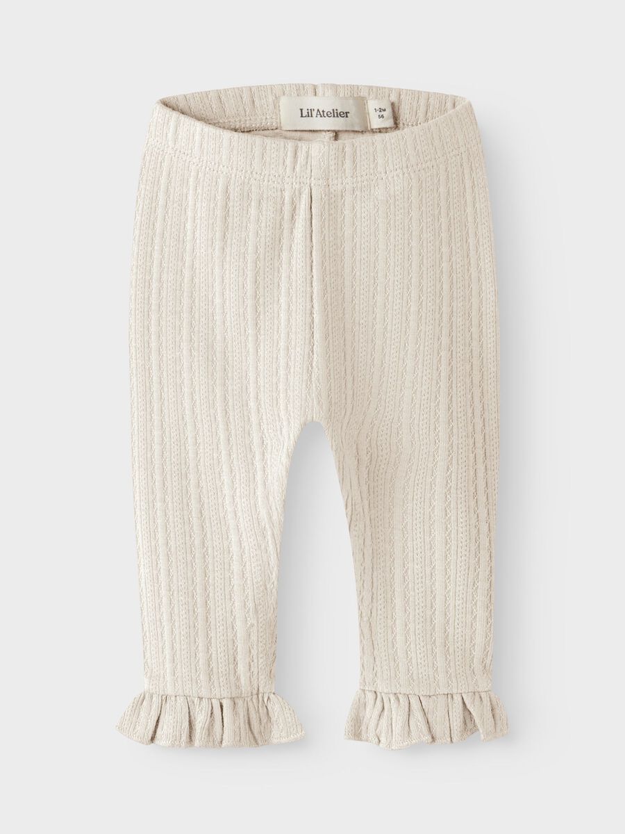 Lil' Atelier - Ribgebreide Legging met Ruches | Turtledove