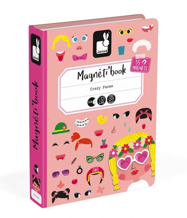 Janod -  Magneti'Book Gekke gezichten meisjes | Magnetisch Speelboek