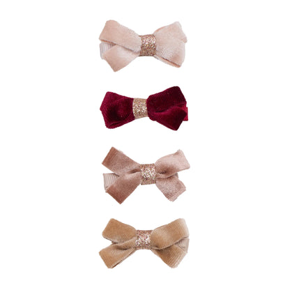 Mimi & Lula – Glitter Velvet Bow Salon Hair Clips | 4 stuks