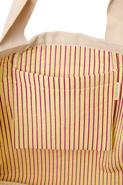 Studio Noos - Poplin Beach Bag Butter Yellow Striped
