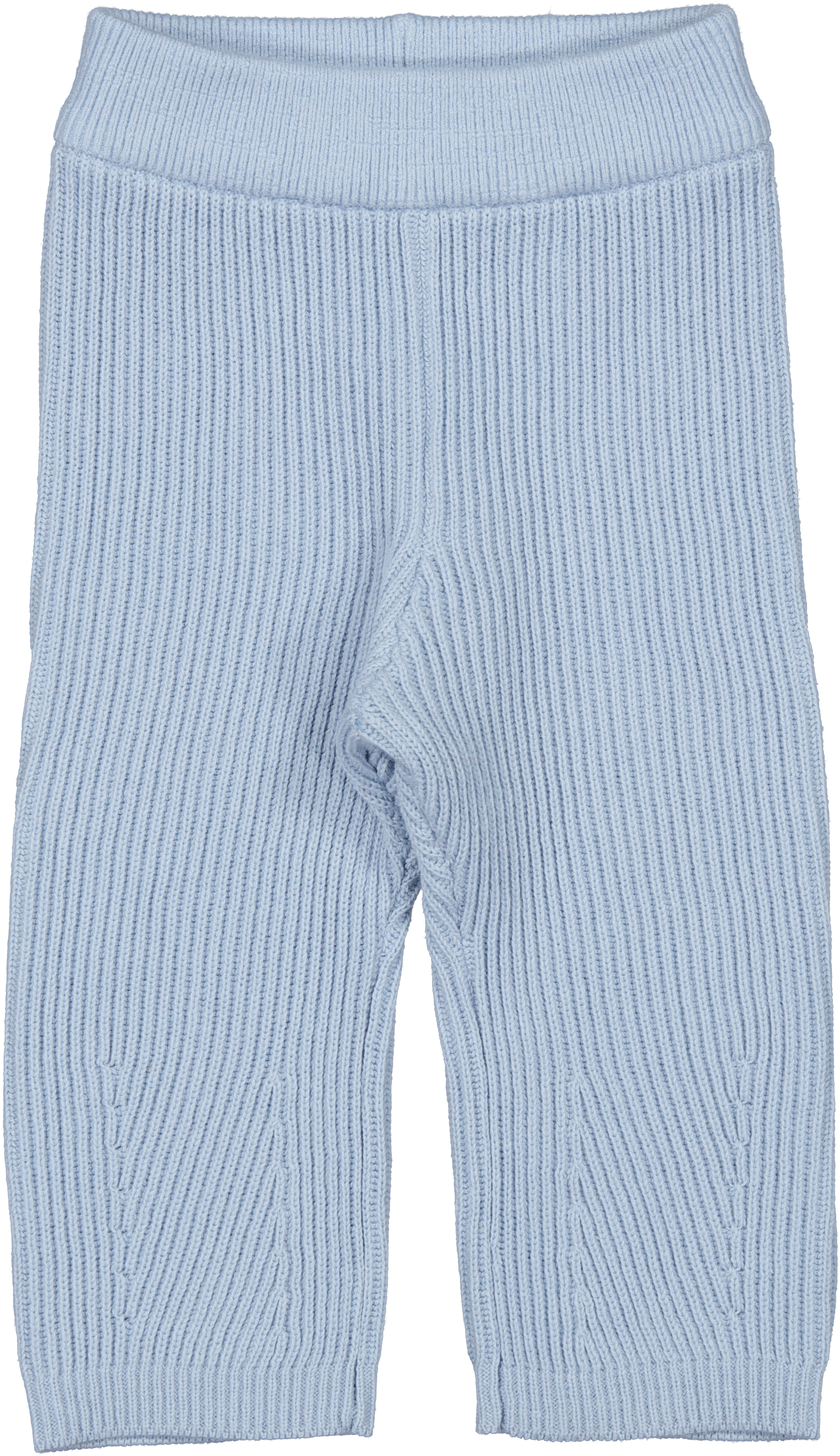 MarMar Copenhagen Pira baby broek, gebreide newborn broek van 100% biologisch katoen in lichtblauw met elastische tailleband.