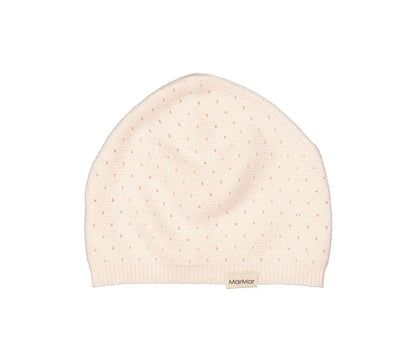 Soft rosa knitted newborn beanie by MarMar Copenhagen, certified OEKO-TEX® for comfort and safety.