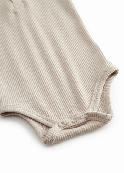 MarMar Copenhagen – Body SS Romper korte mouw | Light Beige Melange