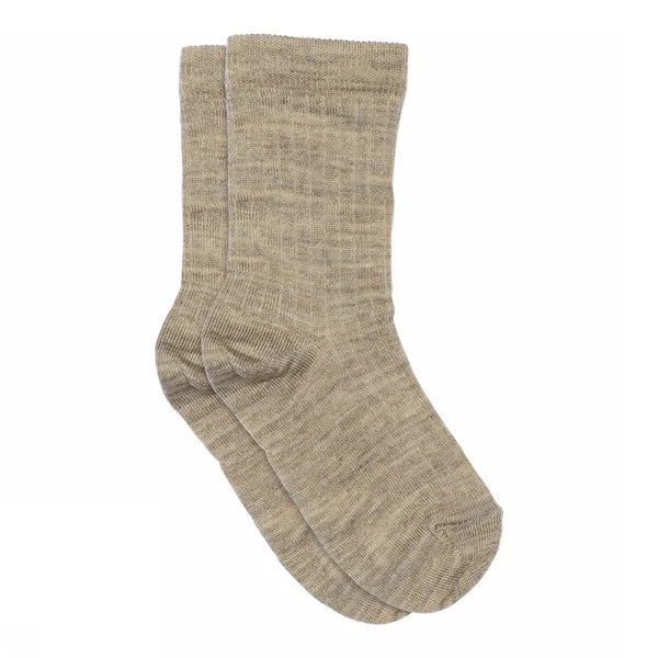 MP Denmark - Wool Rib Socks | Light Brown Melange