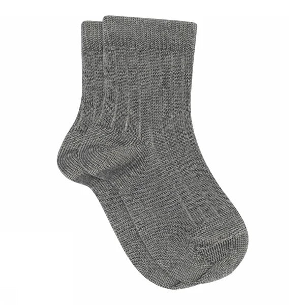 MP Denmark - Wool Rib Socks | Grey Melange