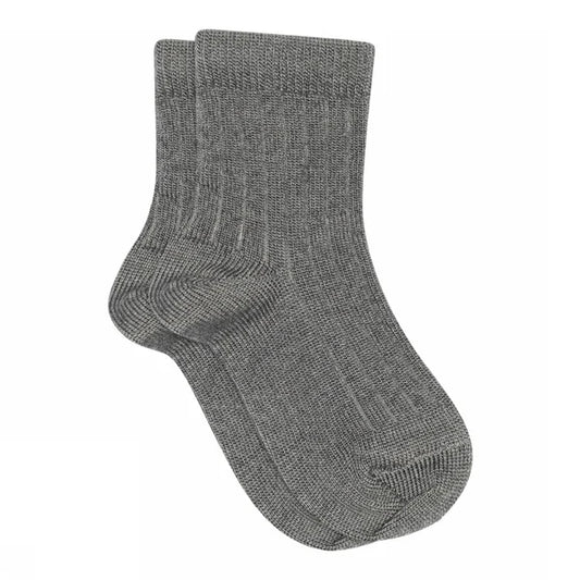 MP Denmark - Wool Rib Socks | Grey Melange