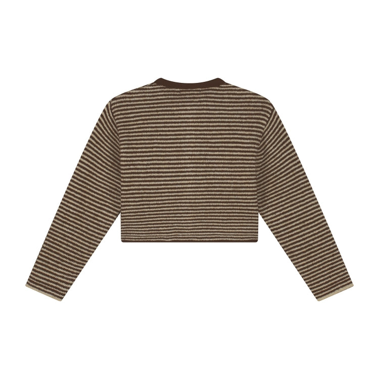 Charlie Petite - Jade Cardigan | Brown/Ecru | Gebreid Vest voor Meisjes