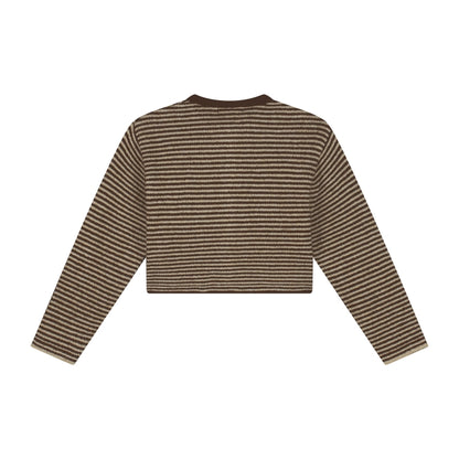 Charlie Petite - Jade Cardigan | Brown/Ecru | Gebreid Vest voor Meisjes
