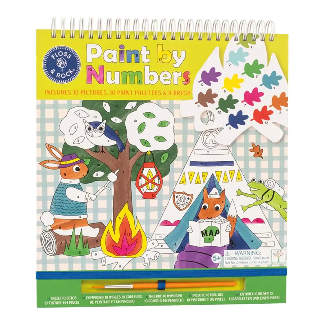 Floss & Rock Adventure Paint by Numbers kit with vibrant animal illustrations and paint palettes for kids.