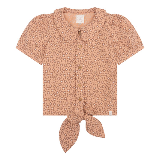 Navy Natural - Faye Blouse Leopard Flower pink sand