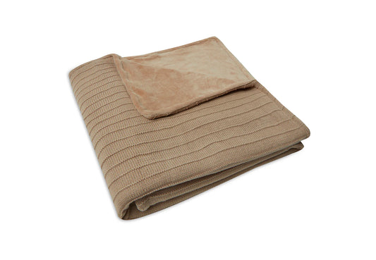 Jollein - Deken Ledikant Velvet Pure Knit Biscuit GOTS 100*150