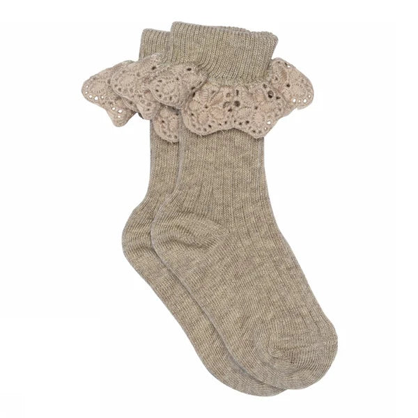 MP Denmark - Lisa socks lace Light Brown Melange