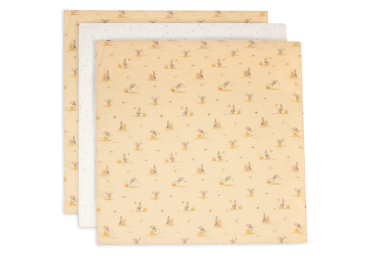 Jollein - Swaddle Muslin 70×70 cm – Kangaroots (3‑Pack) | Zachte Hydrofiele Doeken voor Baby’s