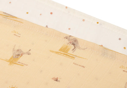 Jollein - Swaddle Muslin 115×115 cm – Kangaroots (2‑Pack) | Extra Grote Hydrofiele Doeken voor Baby’s