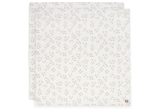 Jollein - Swaddle Muslin 115×115 cm – Leafy Dreams (2‑Pack) | Extra Grote Hydrofiele Doeken voor Baby’s