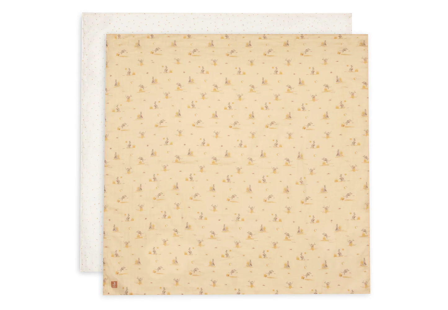 Jollein - Swaddle Muslin 115×115 cm – Kangaroots (2‑Pack) | Extra Grote Hydrofiele Doeken voor Baby’s