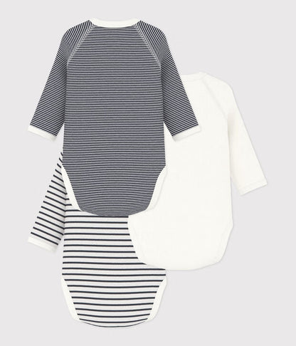 Petit Bateau – Set van 3 overslagrompers met lange mouwen