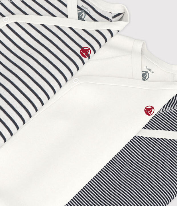 Petit Bateau – Set van 3 overslagrompers met lange mouwen