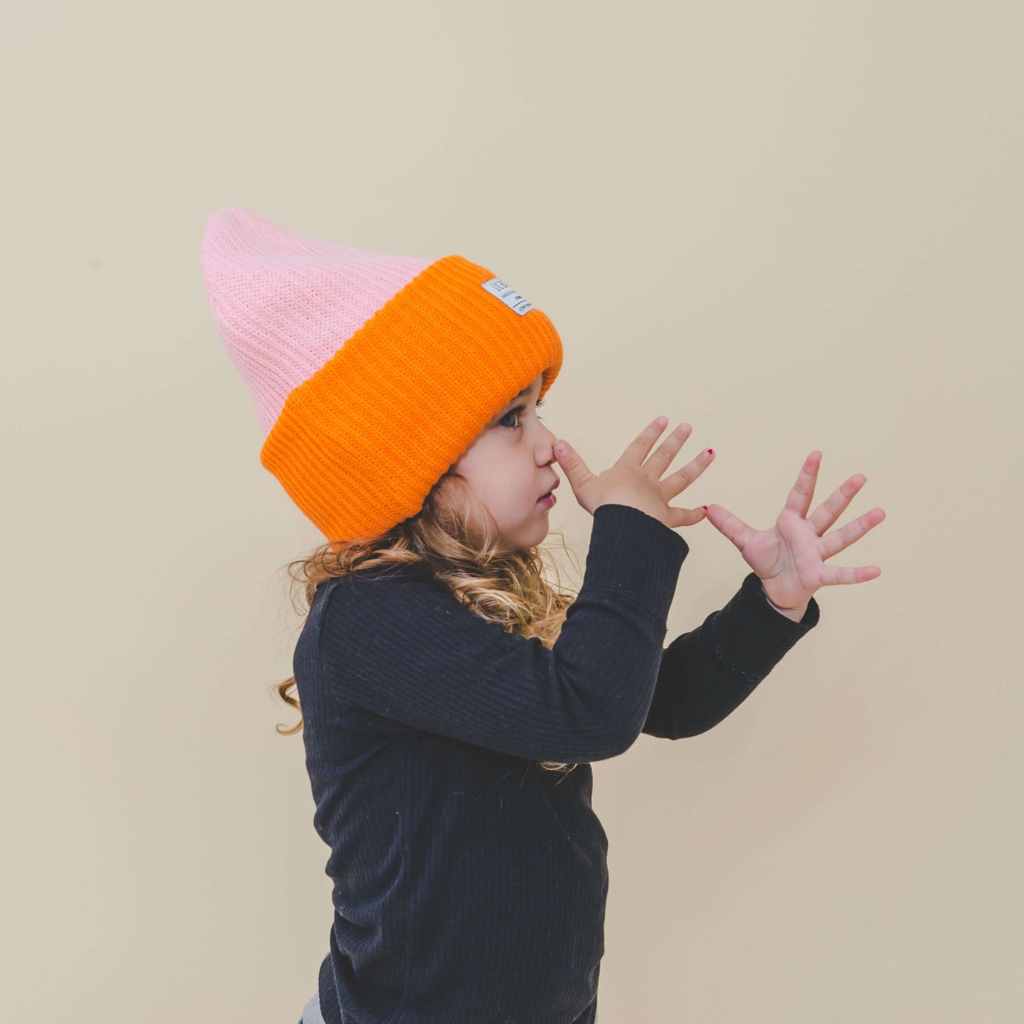 Lil' Boo - Block Hygge Beanie - Pink/Orange