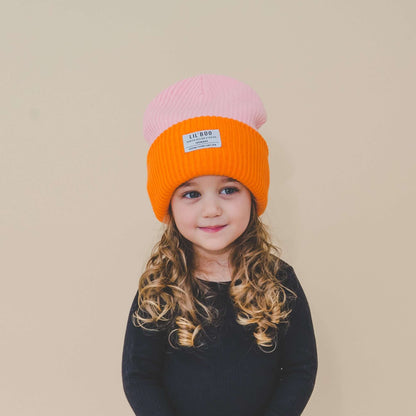 Lil' Boo - Block Hygge Beanie - Pink/Orange