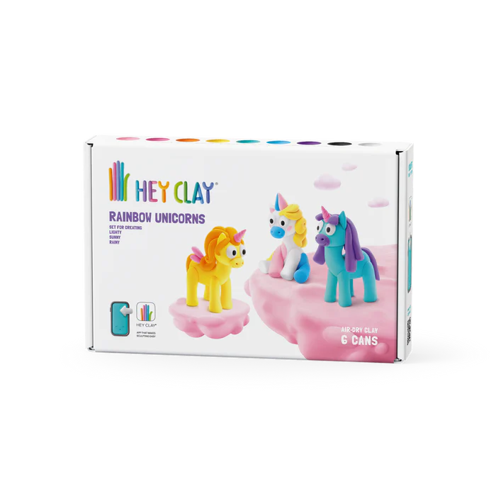 Hey Clay boetseerklei - Rainbow Unicorns (6 potjes)