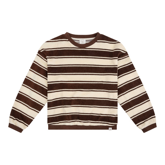 Navy Natural - Oversized Sweater Bath Terry Stripe | Dark Brown