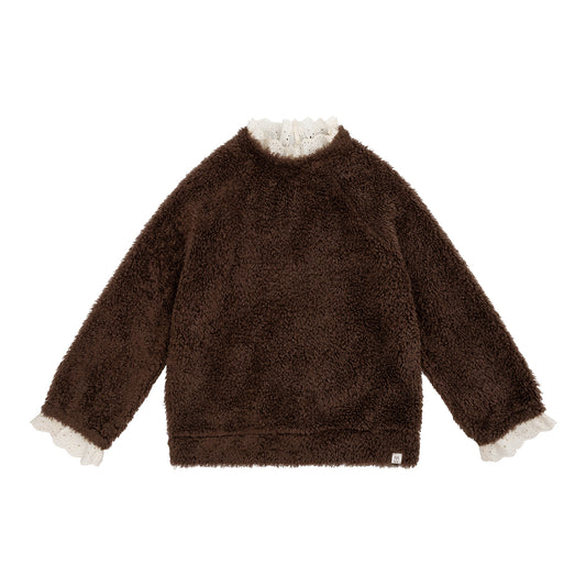 Navy Natural - Jackie Broderie Sweater | Brown Teddy