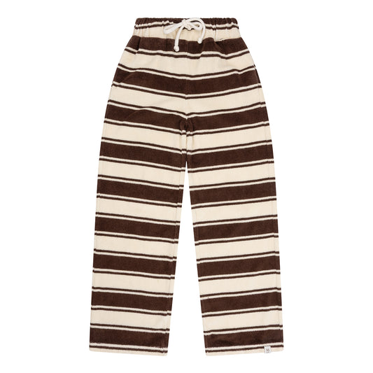 Navy Natural - Wide Leg Pants Bath Terry Stripe | Dark Brown