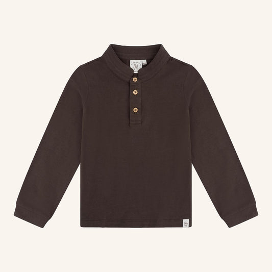 Navy Natural - Boys Polo Shirt | Dark Brown