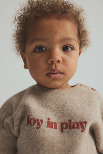 Cozmo - GANTE Joy in Play Baby Sweater | Soft Bamboo | Stone