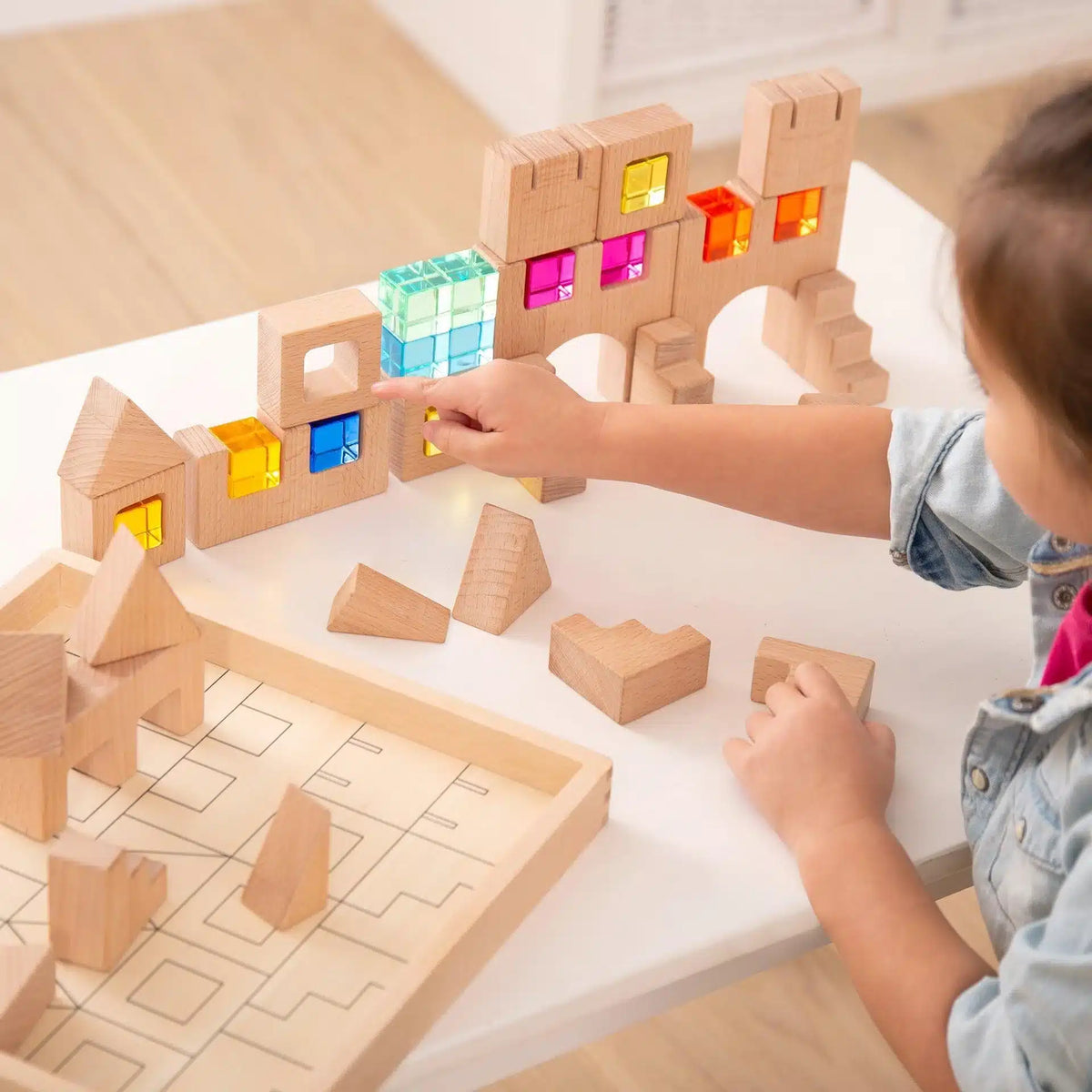 tickit® - Houten Bouwstenen met Edelstenen | 39 Onderdelen