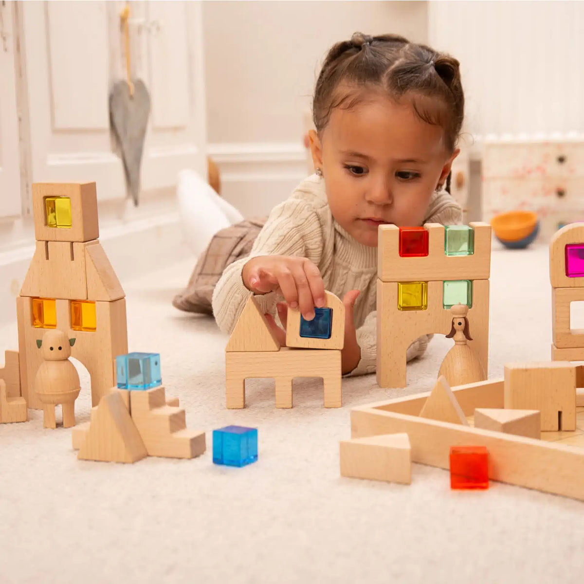 tickit® - Houten Bouwstenen met Edelstenen | 39 Onderdelen