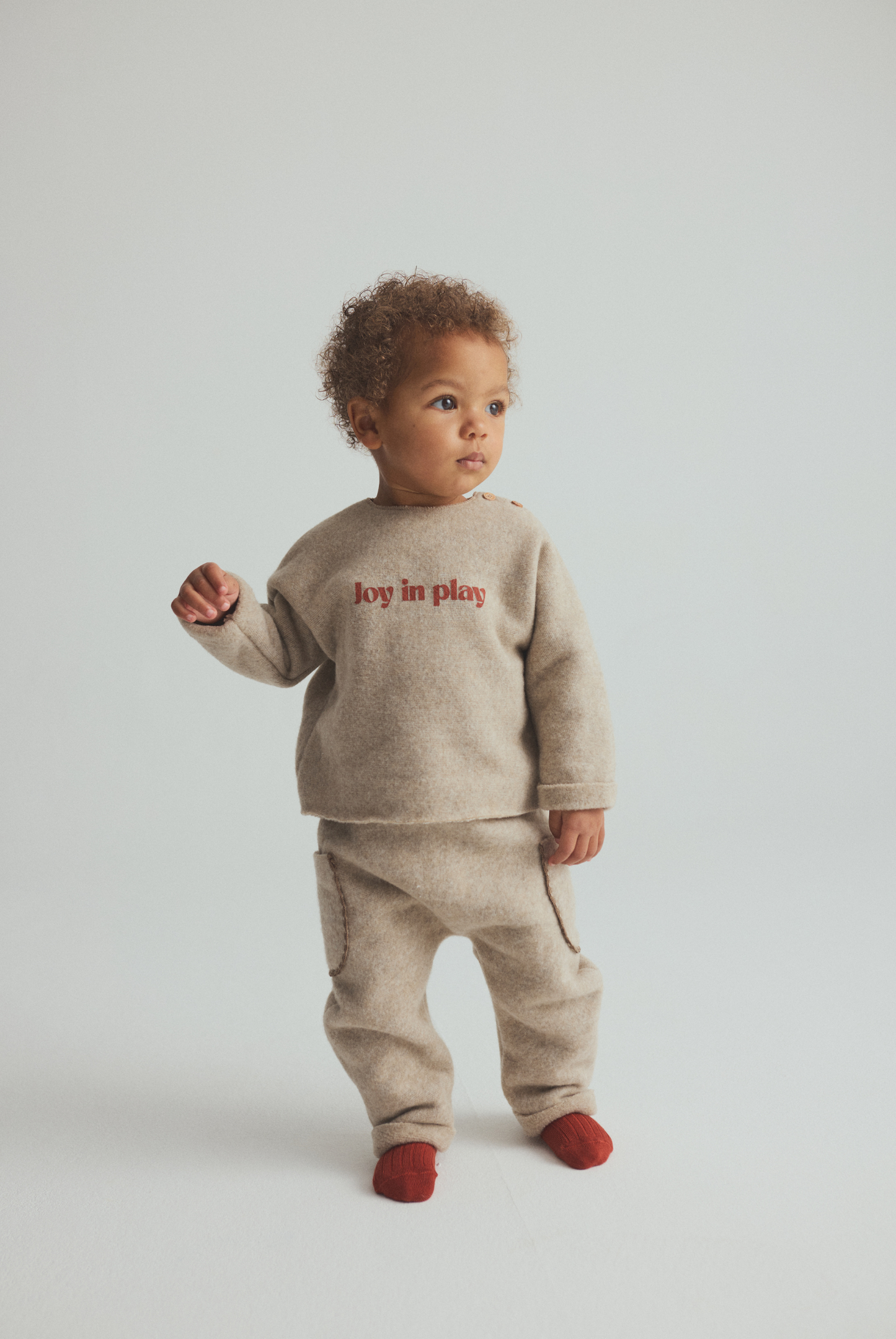 Cozmo - GANTE Joy in Play Baby Sweater | Soft Bamboo | Stone